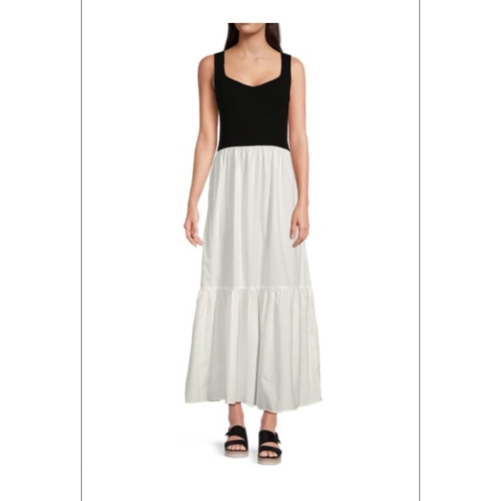 DKNY Black and White Two Tone Maxi Dress